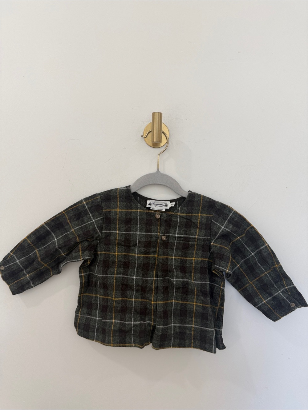 Bonpoint Button-Front Kids Jacket in Dark Green